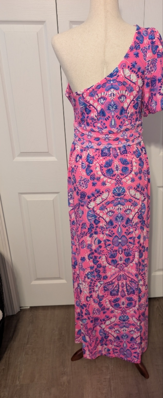 NWT Lilly Pulitzer Pink Dress with Blue Floral/ Nautical Print Size Lrg - Picture 5 of 10